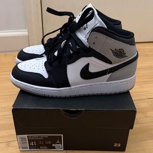Nike Air Jordan 1 Mid Black White Sneakers 4.5y